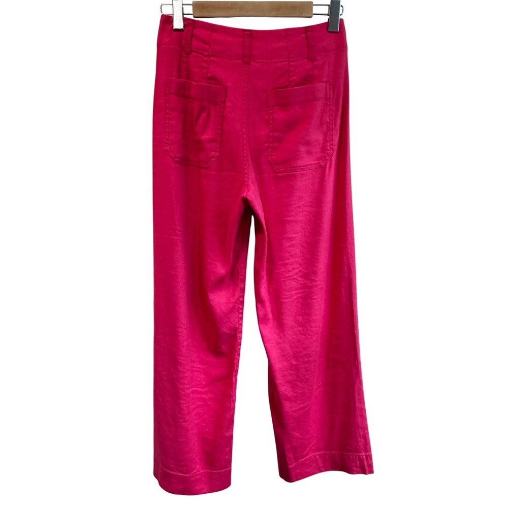 Maeve Anthropologie The Colette Pink Linen Blend Wide Leg Cropped Pants Size 26 - Picture 2 of 8